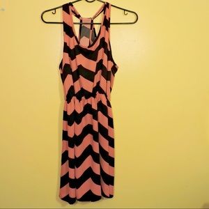 STRIPED PEACH & BLACK SUMMER DRESS